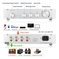 HiFi 3-way Class A Digital Stereo Preamplifier 2.0 Channel Home Audio Preamp