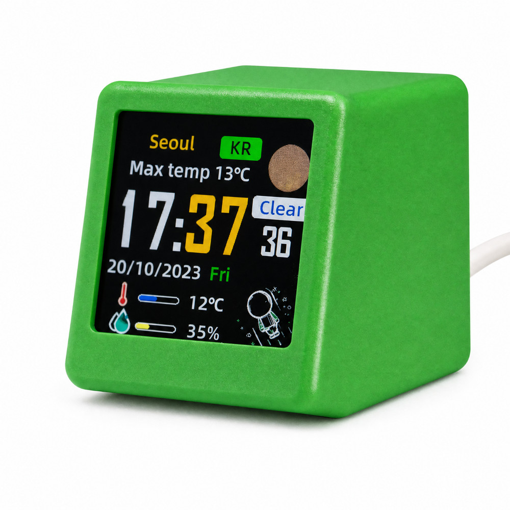 Mini WiFi Weather Station Digital Clock IPS LCD Temperature Humidity Display