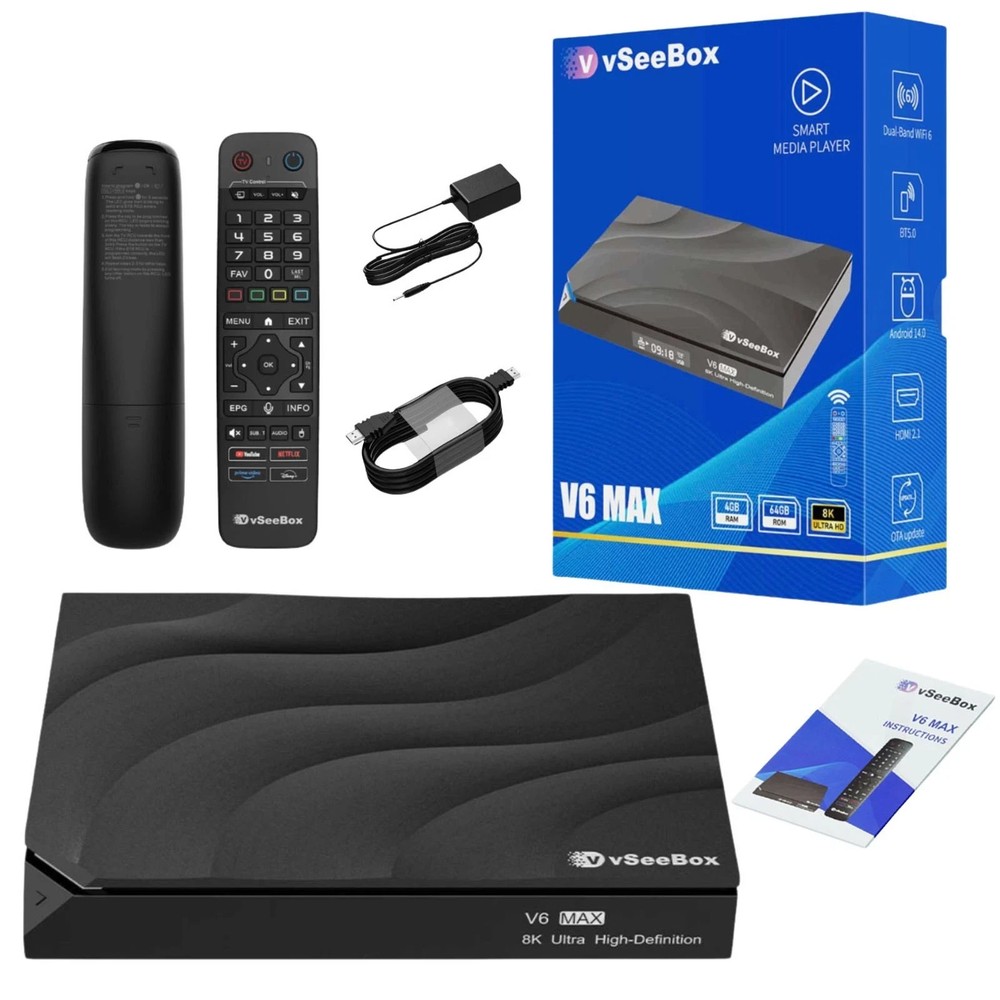 vSeeBox V6 Max Media Device Fast Same Day Shipping Authorized Distributor
