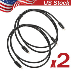 2pcs 6FT Digital Fiber Optic Audio Cable Cord Optical TosLink for TV DVD AMP USA