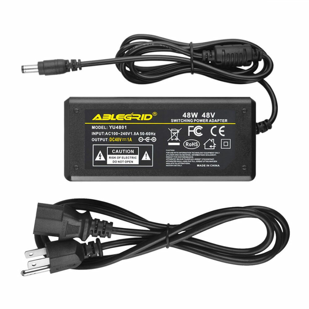 48V 1A 1000mA AC to DC Switching Power Supply Adapter 5.5mm OD 2.1mm ID Center+