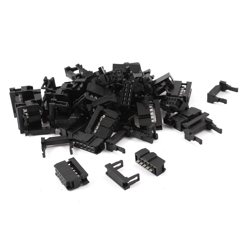uxcell 25 Pcs IDC Cable Connector FC-10P 2×10 Pin 2.54mm Pitch 25Pcs, black