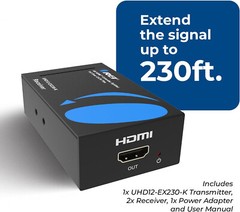 New- Orei 1×2 HDMI Extender Splitter 4K, Multiple Single Cable CAT6/7 4K@60Hz