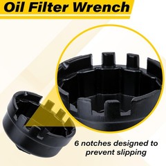 Oil Filter Wrench, 64.5 mm 14 Flute Removal Tool, Compatible Black
