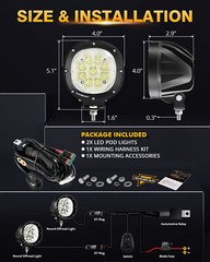 AUXBEAM 4″ inch 90W LED Work Lights Bar Pods Spot Offroad Driving Fog Lamp White