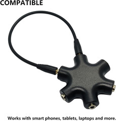 5-Jack Audio Headphone Jack Splitter 5 Way for 3.5Mm Devices Multi Earphone Aux