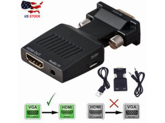 VGA to HDMI Male to Female Video Adapter Cable Converter with Audio HD 1080P