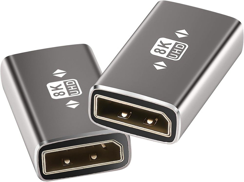 8K DisplayPort Coupler 2 Pack, DP 2 Straight (Female) to