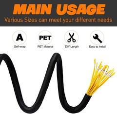 5-50FT Self Wrapping Braided Split Wire Loom Cable Sleeve Harness Management Lot