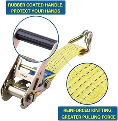 2″ x 13ft Ratchet Tie Down Straps (4-Pack), 10,000 lbs Heavy-Duty Cargo, Yellow