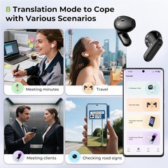 AI Translation Earbuds Real Time 135 Languages LCD Touch Screen Bluetooth 5.4 AI