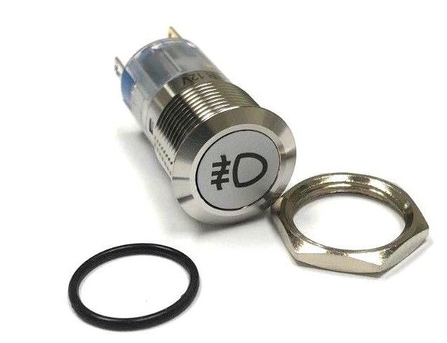 12V 16mm RED LED Marine Car Stainless Steel FOG LIGHT Push Button Switch USA