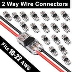 24 Pack 2 Pin Wire Connector Quick Splice Solderless For Automotive 18-22 Gauge