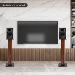 Rosewood Wood-Grain MDF Speaker Stands Pair 35.4″ (90cm) Sand-Fillable Anti-Slip