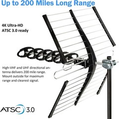 Five Star Outdoor TV Antenna 200 Miles Long Range, 4K 1080P VHF UHF HDTV Antenna