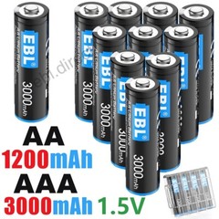 EBL AA Lithium 3000mAh AAA 1200mAh Batteries Non-rechargeable 1.5V + Case Lot