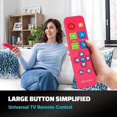 EZclicker Big Button Universal TV Remote (Pink) Simple Easy to Use, Pink