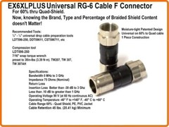 RG6 Coax Compression Connectors Universal Cable Fitting Ends CATV SATV F Type HD