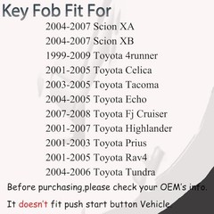 Key Fob Keyless Entry Fits for Toyota Highlander Tundra RAV4 Tacoma Scion XA