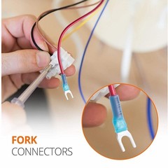 Heat Shrink Fork #10 M5 Stud Wire Spade Crimp Terminals 22-10AWG Connectors