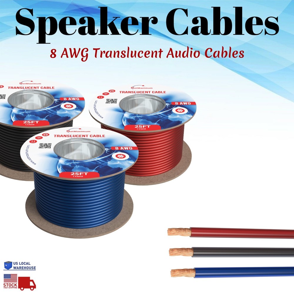 Battery Cable 25ft Inverter Car Wire Black Blue Red Power Ground 8AWG 8 Gauge
