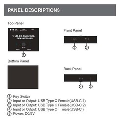 USB–Bi-Direction Switch MST 1 to 2 Hub Video Data PD 8K30hz 100W 10Gbps