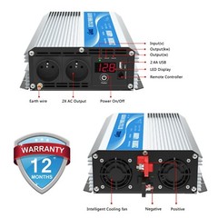 GIANDEL Power Inverter 2000 Watts DC 12V to AC 230V 240V with Dual FR Sockets