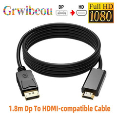 Dp to Hdmi-Compatible Cable 1.8M 1080 HD Adapter Cable Computer Monitor Cable Co