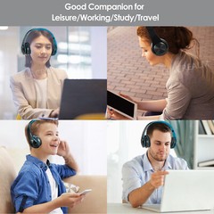 Blue Wireless Bluetooth Foldable Headphones Over Ear Hi-Fi Stereo Headset PC TV