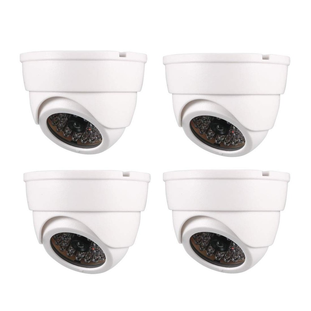 uxcell Fake Security Camera Dummy Dome CCTV with Blinking Red 95x64mm, White