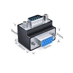 VGA Adapter – SVGA D-Sub 15 Pin, M/F, 90° Right Angle Connector for Monitors