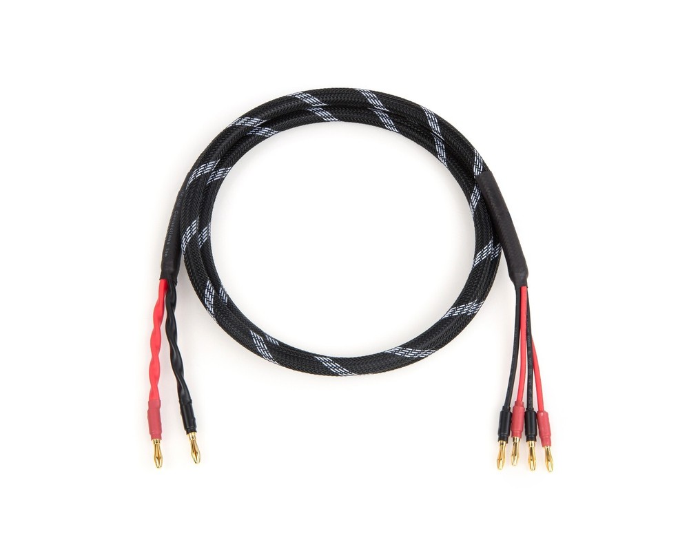 Canare 4S11 Bi-Wire Speaker Cable Single, Black Flex Braided 2 to 4 Banana.