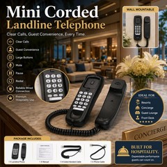 Wall Mount Black Desktop Corded Landline Phone Fixed Telephone Home Office Wired