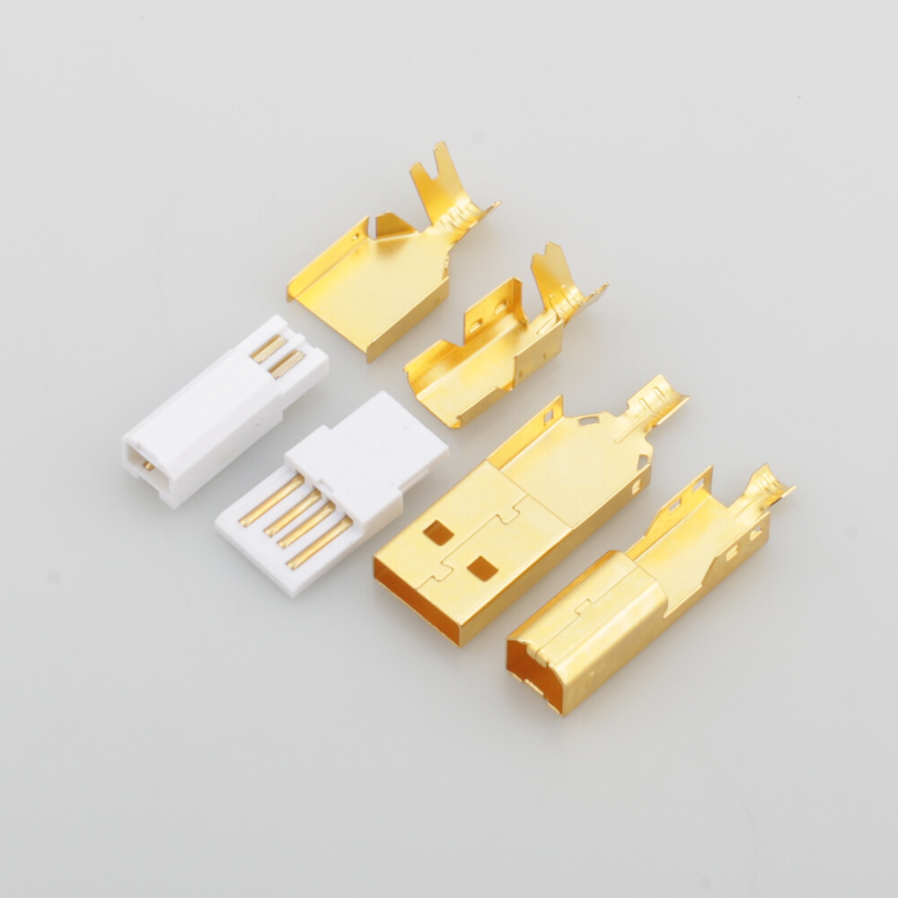Pair 5U Thickness 24K Gold Plated USB2.0 Adapter USB Type A + Type B Connector