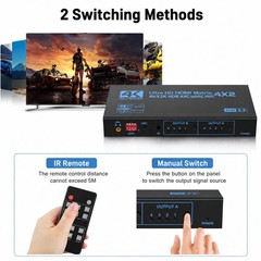 4K 60Hz HDMI Matrix Switcher Splitter 4×2 4 In 2 Out Support ARC EDID