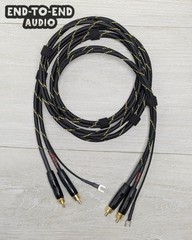 Turntable Cable Set | Mogami Cable, Gold RCA, Spade Ground Wire, Braided Sleeve