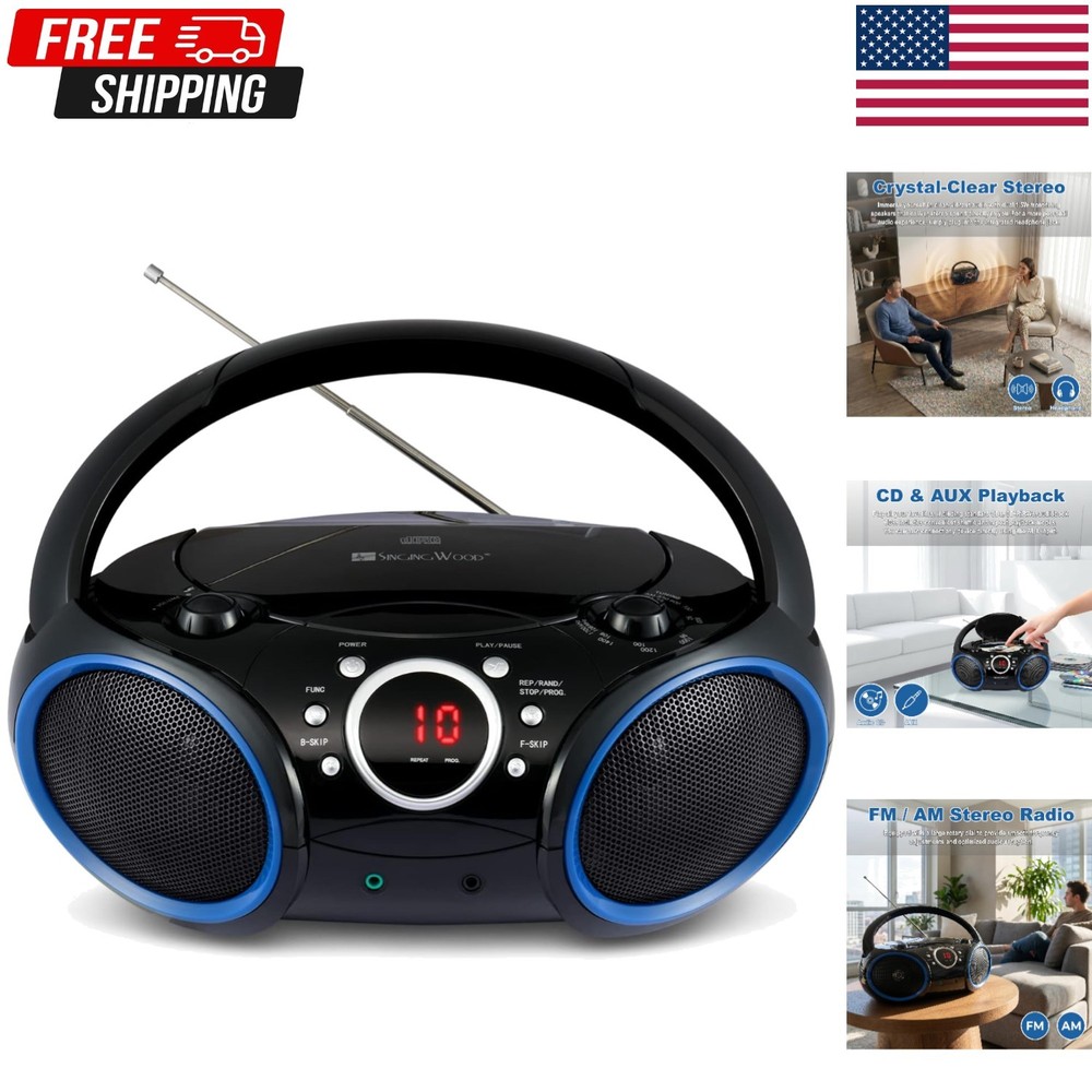 Portable CD Player W/ AM/FM Stereo Radio Blue/Black