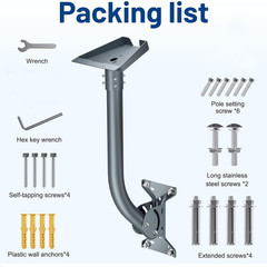 Starlink Gen 3 Mount, 180° Adjustable, Heavy-Duty Metal, Black, Wall/Roof Mount