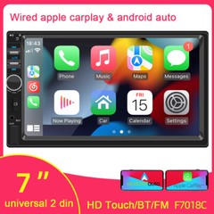 7″ Double 2 Din Car Stereo Radio Touch Screen with IOS/Android Carplay Bluetooth