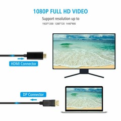 Display Port DP to HDMI Cable Adapter Converter Audio Video PC HDTV 1080P 60Hz