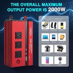 2000W Power Inverter, 12V DC to 110V/120V AC Converter, Car & Truck Use