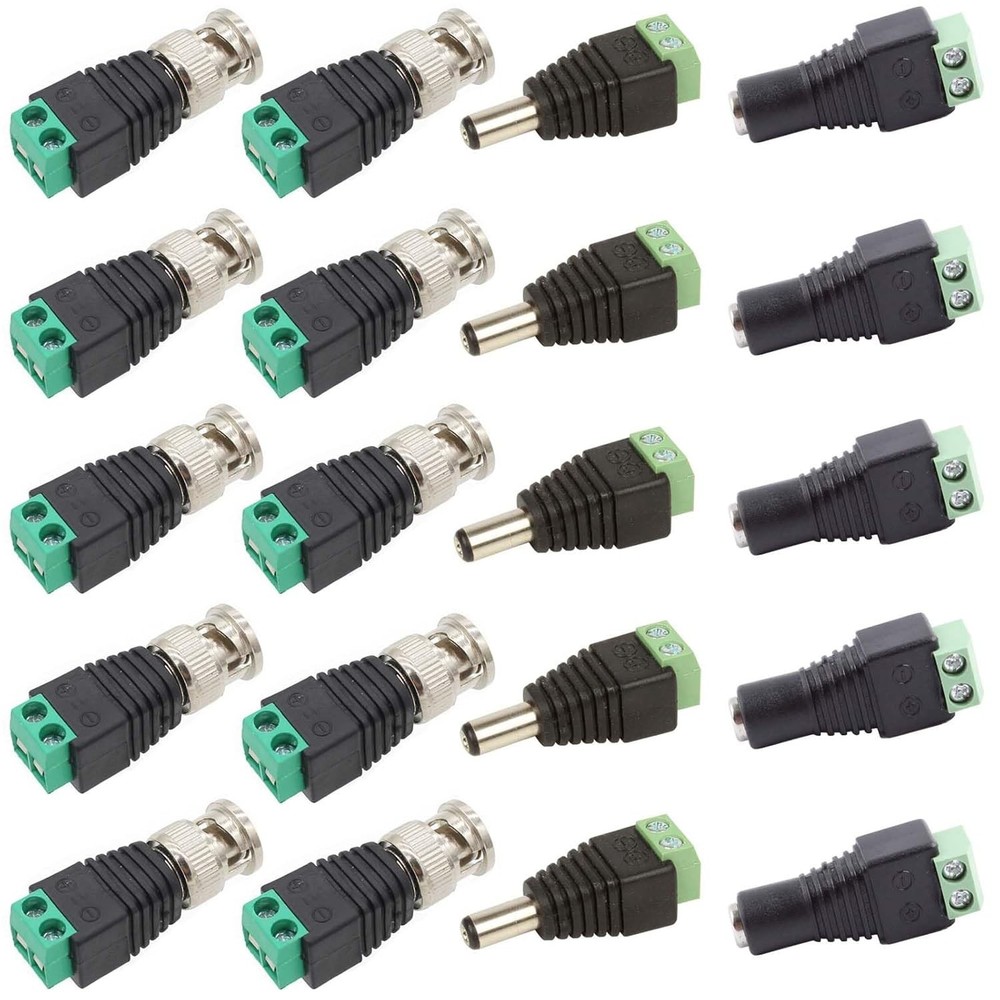 DC Power Jack Plug Adapter Barrel Connector 10PCS 12V Male and Female 2.1 X 5.5M
