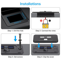 12-24V 4.8A Dual USB PD QC3.0 Car Boat RV Charger Socket LED Power Outlet