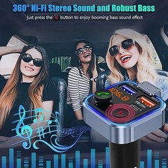 Bluetooth 5.0 Car Wireless FM Transmitter Adapter USB PD Charger AUX Hands-Free