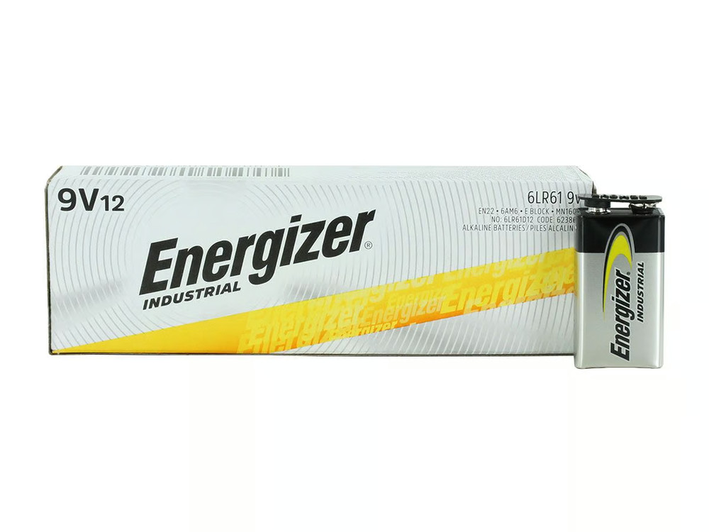 Energizer EN22 Industrial Alkaline Batteries, 9V , Non-Rechargeable, Box of 12