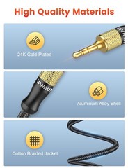 Aux Cable For Car 90 Degree Right Angle Auxiliary Stereo Jack 1.5Ft/0.5M