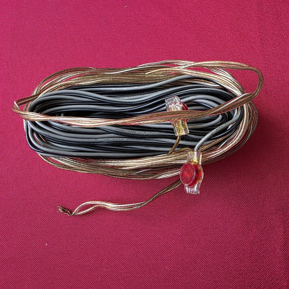 Speaker Cable 1:1 Bare Wire Ends Clear Black 39 ft
