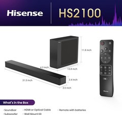 HS2100 240W Wireless Sound Bar with DTS Virtual X & Dolby Audio for Home Theater