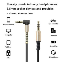 3.5mm Male to Male AUX Cable Cord L-Shaped Right Angle Car Audio Headphone Lot