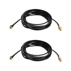 2PCS 10M RP-SMA Male To Female Wifi Antenna Connector Extension Cable Cord Black